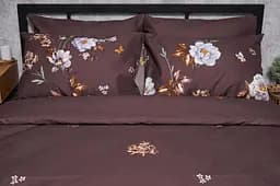 Комплект постільної білизни Moon&Star Микросатин Premium Floral Mocha сімейний 143х210х2 наволочки 2х40х60 - мініатюра 3