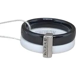 Срібне кільце Aurora з керамікою і фіанітами. С1104ЧБ