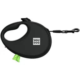 Повідець-рулетка для собак Waudog R-leash з контейнером для пакетів, світловідбивна стрічка, L до 40 кг, 5 м чорний - мініатюра 4