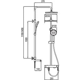 Душова система Koer KB-56029-07 3 функції, graphite KR5497, Графіт - мініатюра 2
