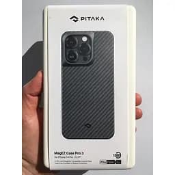 Протиударний чохол для iPhone 14 Pro Pitaka Military Grade MagSafe MagEz Case Pro 3 1500D Black/Grey (KI1401PP) - мініатюра 2