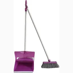 Совок для прибирання Zambak Plastik що закривається та щітка з довгими ручками фіолетовий (ZP-270v)
