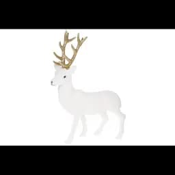 Декоративная новогодняя фигура Олень 40см с велюровым покрытием и глитерными рогами Белый с золотым