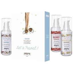 Набор разогревающих массажных масел Exsens Lets Travel: кокос, клубника и ваниль 60 мл (3x30 мл)