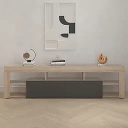 Тумба під телевізор Flamecame з 5 полицями та 2 нішами з ДСП II K-200 Дуб/антрацит