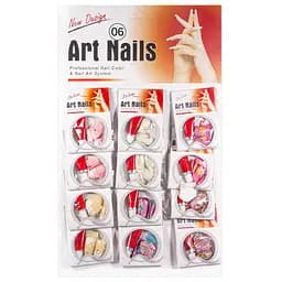 Нігті накладні кольорові з малюнком та камінчиками упаковка 12 шт. Art Nails №6