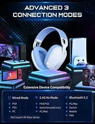 Бездротові ігрові навушники Onikuma B2 / 2.4G / Bluetooth 5.3 / AUX / White - мініатюра 2