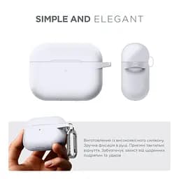Силіконовий чохол для навушників Apple AirPods Pro 2 2022, Hang Case, білий, ультратонкий захисний кейс товщиною 2 мм, захист від подряпин, пилу та ударів, компактний, з карабіном для кріплення, ArmorStandart (ARM68586) - мініатюра 2