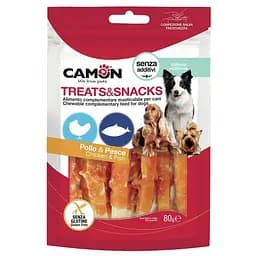 Смужки риби огорнуті куркою (80г), ласощі для собак