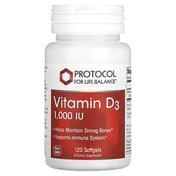 Витамин D3 Protocol for Life Balance Vitamin D3 1000 МЕ 120 гелевых капсул