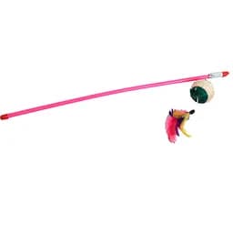 Іграшка для котів Fox Вудка-дражнилка Куля мотузяна з пір'ям 