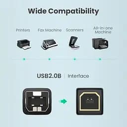 Кабель для принтера USB 2.0 AM/BM 3.0m US135 black Ugreen (10351) - мініатюра 2