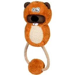 Игрушка для собак GiGwi Eco Friendz Бобер с пищалкой и веревкой М 30 см