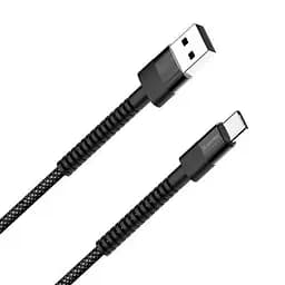 Кабель USB AM - Type-C, 1 м, чорний, ColorWay, 2.4A, Braided Nylon (CW-CBUC063-BK)