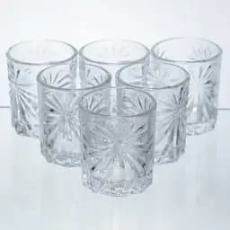 Набір чарок для настоянок Yiwu Rocks Glass 6 штук по 75 мл з рельєфним візерунком склянки для міцних напоїв з товстими стінками HP-17-8