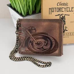 Мужской кожаный кошелек с мотоциклом коричневый Always Wild N992C-VIN-M
