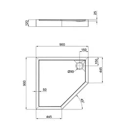 Душовий піддон Qtap Diamond 309912 90x90x12 см + сифон Білий Універсальний мілкий (до 20 см) - мініатюра 3