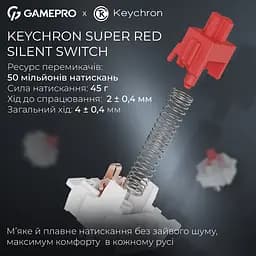 Клавіатура бездротова GamePro Asgard Drakkar Keychron Super Red Switch Black (MK305BK) - мініатюра 9