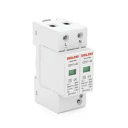 Фотогальванічний захист від перенапруги змінного струму Delixi CDY1-2P 40KA однофазна 2 штуки в упаковці ціна штуку