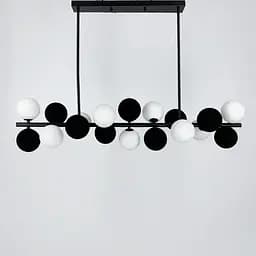 Удлиненная черная люстра HOLLY L с черно-белыми плафонами Line.F MJ 191-1050 BK+WT+BK