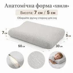 Подушка ортопедична дитяча Papaella Baby Хвиля ефектом пам'яті 50х30х7/5 см (8-36373) - мініатюра 4