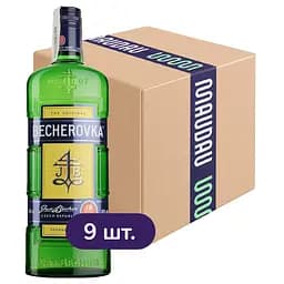 Упаковка ликерной настойки на травах Becherovka 38% 9 л (1 л х 9 шт.)