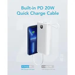Портативний зарядний пристрій Vrurc із вбудованим кабелем USB C ємністю 20000 мАг - мініатюра 3