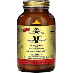 Мультивітаміни та хелатні мінерали Solgar Formula V, VM-75 90 таблеток