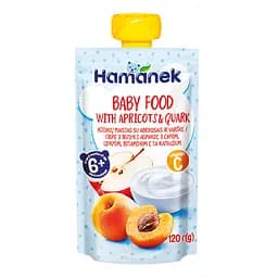 Пюре Hamanek Pouch Яблоко с абрикосом и творогом, 120 г