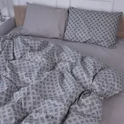 Простирадло MirSon Бязь 17-4740 Rhombuses 150х220 см сіре (2200008928209) - мініатюра 2