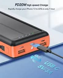 Зарядний пристрій на сонячних батареях Powerbank 619S 20000mAh із ліхтариком та швидкою зарядкою - мініатюра 5