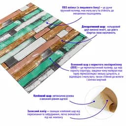 Самоклеюча декоративна 3D панель 700x700x5мм М'ятне дерево (057) SW-00000238 - мініатюра 2