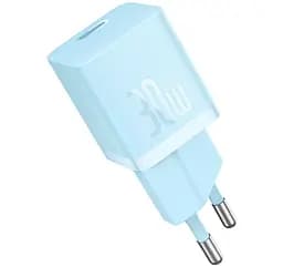Зарядний адаптер швидкий Baseus GaN 5 FC mini USB-C 30 W (CCGN070603) блакитний