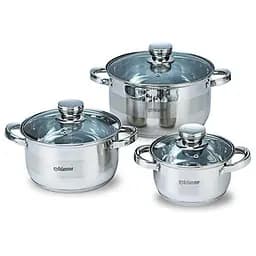Набір каструль нержавіюча сталь зі скляними кришками Maestro 1.5 х 3 х 5 л (у наборі 3 шт.) MR-2220-6L