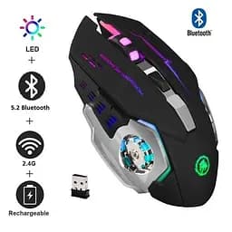 Безпровідна ігрова мишка T2 RGB підсвічування USB Charge + Bluetooth безшумна з вбудованим акумулятором Black  - мініатюра 2