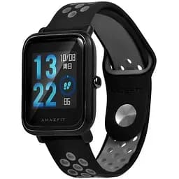 Ремінець BeWatch sport-style 20 мм для смарт-годин Xiaomi amazfit BIP Чорно-Сірий (1010114)