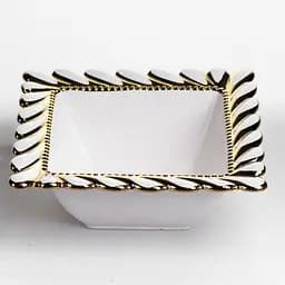 Фарфоровая чашка Yiwu Tiffany квадратная с золотой окантовкой сервировочная для подачи первых блюд салатов ML2008