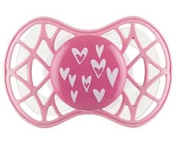 Силіконова ортодонтична пустушка Nuvita Air55 Cool Серця, 6-12 міс., рожевий (NV7084PY)