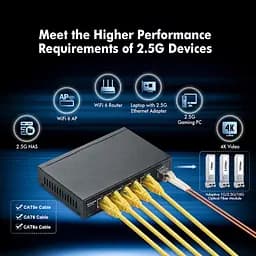 Ethernet-комутатор MokerLink 2.5G з 10G SFP, з 5 портами 2.5G Base-T, сумісними з 10/100/1000Mbps - мініатюра 4