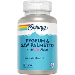 Комплекс для підтримки здоров'я чоловічої сечостатевої системи Solaray Pygeum & Saw Palmetto with CranActin 90 вегетаріанських капсул (2023-10-2132)