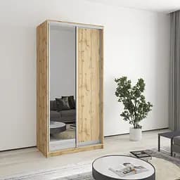 Шкаф-купе двухдверный MebelStar Стандарт AL ДСП/Зеркало 100x60x210 см Дуб тахо (MBS-3468)