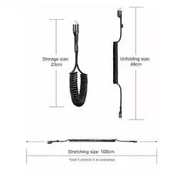 Кабель Baseus Fish eye Spring USB для Type-C 2A 1m Black (CATSR-01) - мініатюра 7