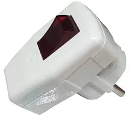 Вилка з зазем.кутова біла із вбудованим червоним вимикачем Lumano 16А (18678) 