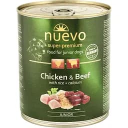 Влажный корм для щенков Nuevo Junior с курицей, говядиной и рисом + кальций 800 г (95014 (810))