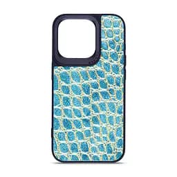 Кожаный чехол для Apple iPhone 14 Pro, Harder Crocosaur, синий, термополіуретан ТПУ + экокожа с текстурой крокодила, панель, защита корпуса, противоударный, микрофибра, рамка вокру камеры, защита всего корпуса, (ARM76724)