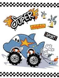 Алмазна мозаїка вибіркова Машина-дельфін 15×20 см AMV1231