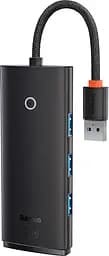 USB-хаб Baseus Lite Series 4-Port USB-A HUB Adapter USB-A to USB 3.0*4 25cm WKQX030001 Black