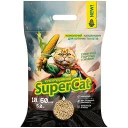 Кукурудзяний наповнювач для котячих туалетів SuperCat комкуючий 5 кг
