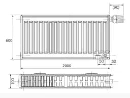 Радіатор сталевий Korado 22VK 600x2000 мм нижнє підключення Білий 30412 - мініатюра 2