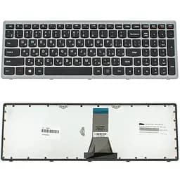 Клавіатура для ноутбука LENOVO (Flex 15, Flex 15D, G500s, G505s, S510p) rus, black, silver frame (оригінал)
